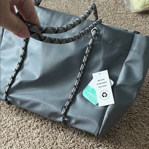 NWT! Brisas Gray Tote Bag with rope look handles